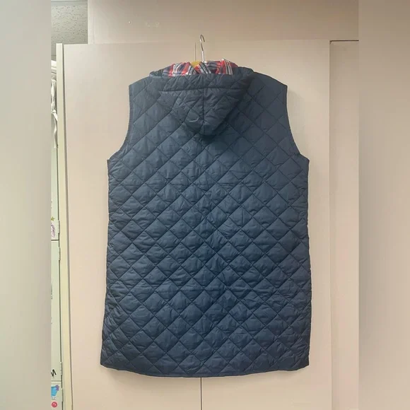 WND-SPORT navy blue diamond quilted hooded puffer vest women’s 3X - Picture 6 of 9